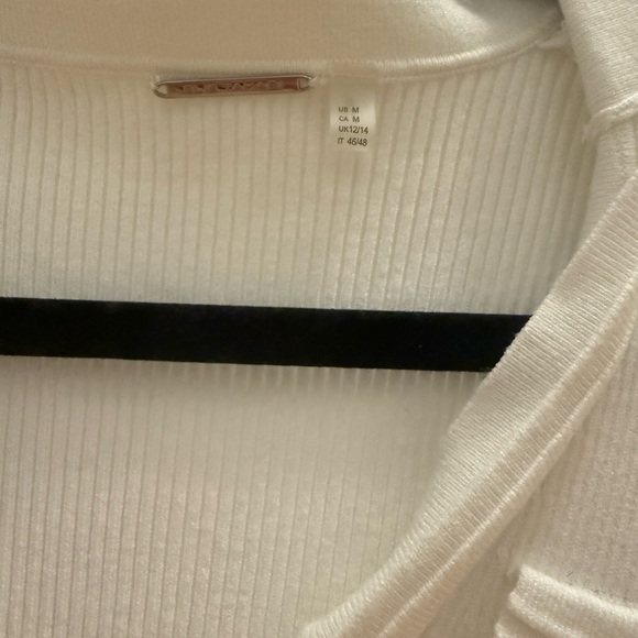 White Ribbed Button-Up Cardigan - Picture 3 of 4